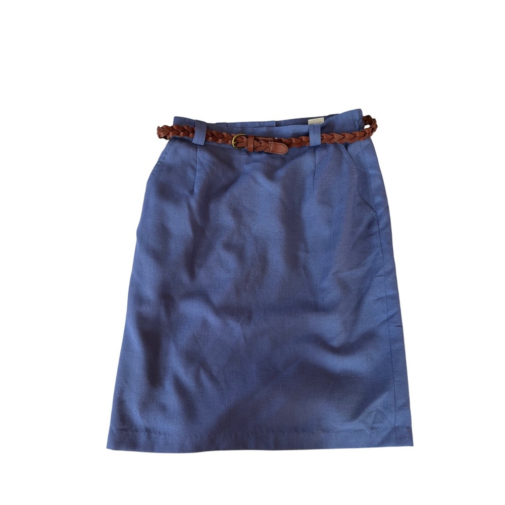 Vintage Trevira Skirt Belted Pockets Career Wear Pencil Skirt Size 10